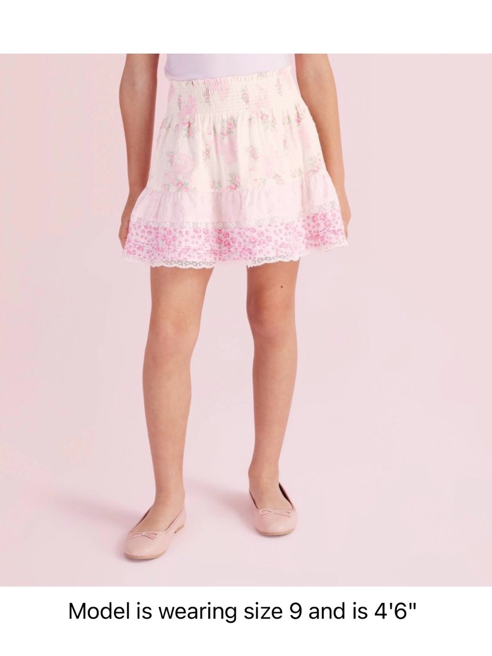 NWT LoveShackFancy x Target Girls Clara Pink Floral Ruffle Tiered Skirt 14